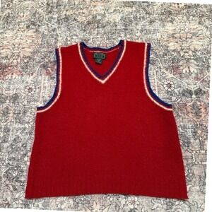 Vintage‎ Y2K Abercrombie & Fitch Wool Sweater Vest Red Collegiate Preppy